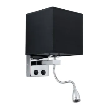 GLOBOSTAR® ELEGANT 01494 Μοντέρνο Φωτιστικό Τοίχου - Απλίκα Ξενοδοχείου Reading Light με Ντουί 1 x E27 LED 3W 270lm 36° AC 220-240V IP20 Θερμό Λευκό 2700K - CREE XPE Chip - Ασημί & Μαύρο - Μ17 x Π21 x Υ43cm - 2 Χρόνια Εγγύηση