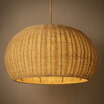 GLOBOSTAR® DE LA MER 01624 Boho Κρεμαστό Φωτιστικό Οροφής με Ντουί 3 x E27 AC 220-240V IP20 - Μπεζ - Μ45 x Π45 x Υ24cm