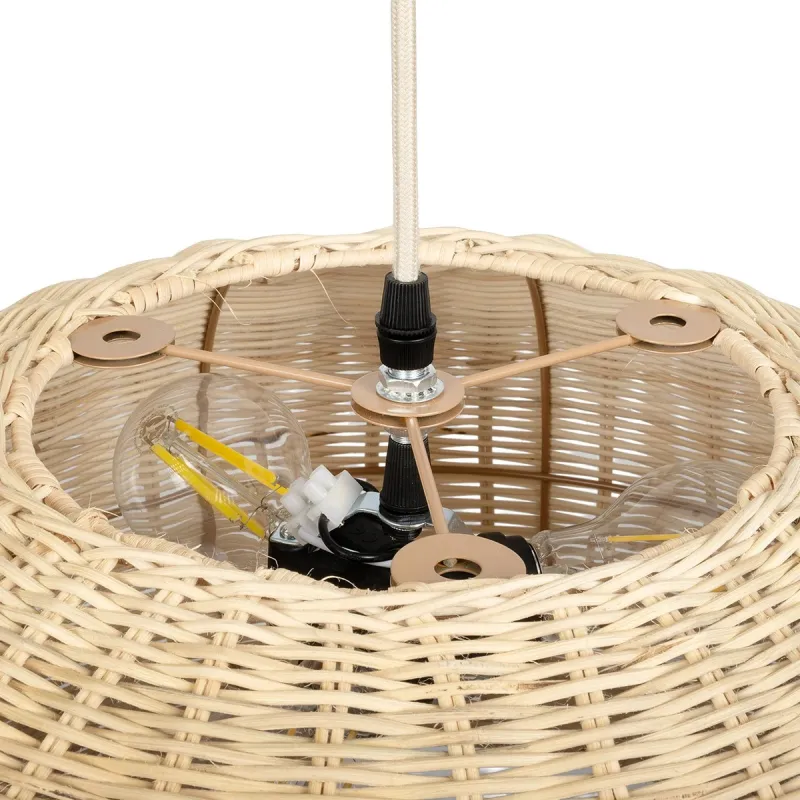 GLOBOSTAR® DE LA MER 01624 Boho Κρεμαστό Φωτιστικό Οροφής με Ντουί 3 x E27 AC 220-240V IP20 - Μπεζ - Μ45 x Π45 x Υ24cm