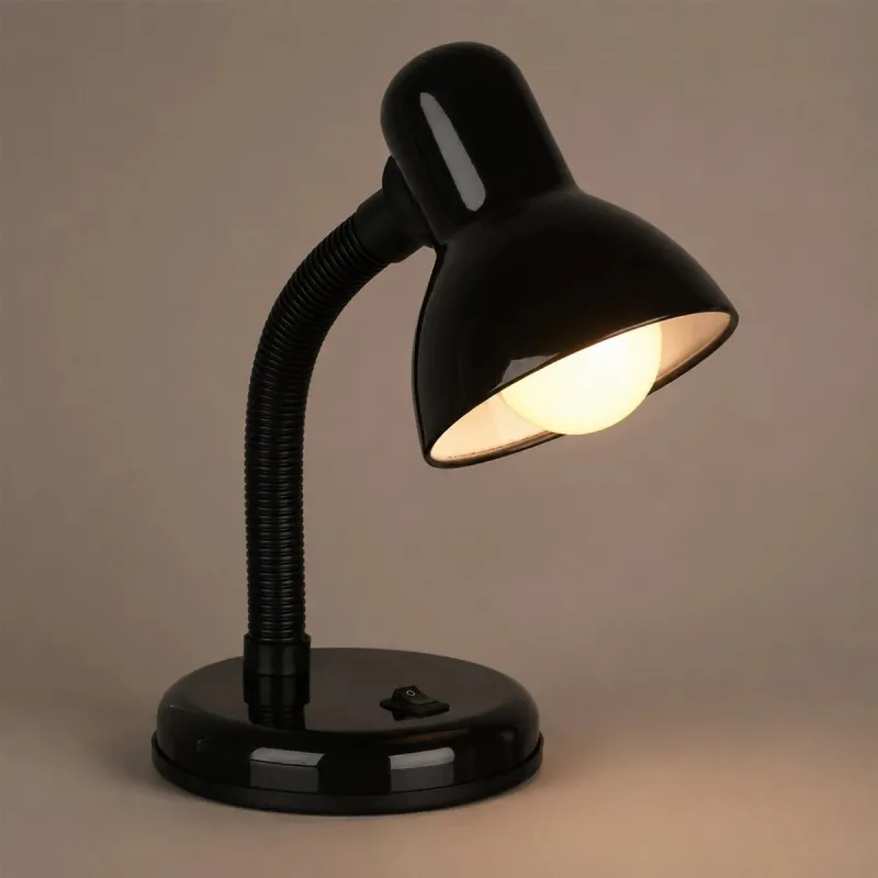 GLOBOSTAR® STUDENT GLB-102-0007 Μοντέρνο Επιτραπέζιο Φωτιστικό Πορτατίφ με Ντουί 1 x E27 AC 220-240V IP20 - Μαύρο - Μ14 x Π14 x Υ32cm