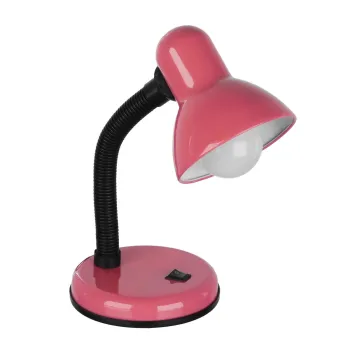 GLOBOSTAR® STUDENT GLB-102-0011 Μοντέρνο Επιτραπέζιο Φωτιστικό Πορτατίφ με Ντουί 1 x E27 AC 220-240V IP20 - Ροζ & Μαύρο - Μ14 x Π14 x Υ32cm