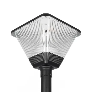 GLOBOSTAR® TOPIS GLB-103-0021 Φωτιστικό Κεφαλής Post Top Πλατείας/Πάρκου/Κήπου LED 50W 4500lm 360° AC 220-240V Αδιάβροχο IP65 Θερμό Λευκό 2700K - Sanan SMD Chip - Μαύρο Ματ - Μ45 x Π45 x Υ40cm - 3 Χρόνια Εγγύηση
