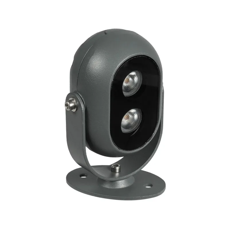 GLOBOSTAR® FLOODIS GLB-103-0031 Προβολέας Σποτ Wall Washer LED 4W 360lm 24° AC 220-240V Αδιάβροχο IP65 Θερμό Λευκό 2700K - Sanan SMD Chip - Γκρι Ανθρακί Ματ - Μ7 x Π5 x Υ11cm - 3 Χρόνια Εγγύηση