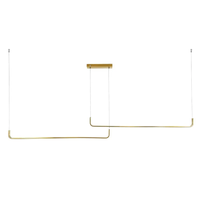 kelvo® LINARIA KLV-101-0260 Κρεμαστό Φωτιστικό Οροφής LED 72W 7200lm 180° AC 220-240V IP20 Ρυθμιζόμενο Λευκό CCT με Χειριστήριο από 2700K έως 6000K Dimmable - Lumileds SMD Chip - Σατινέ Χρυσό Βούρτσας - Μ144 x Π4 x Υ20cm - 3 Χρόνια Εγγύηση