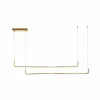 kelvo® LINARIA KLV-101-0260-V2 Κρεμαστό Φωτιστικό Οροφής LED 72W 7200lm 180° AC 220-240V IP20 Ρυθμιζόμενο Λευκό CCT με Χειριστήριο από 2700K έως 6000K Dimmable - Lumileds SMD Chip - Σατινέ Χρυσό Βούρτσας - Μ212 x Π4 x Υ20cm - 3 Χρόνια Εγγύηση