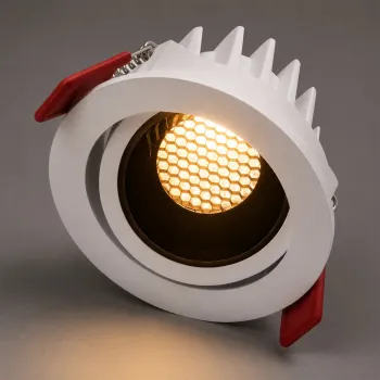 kelvo® LEO KLV-101-0312 Χωνευτό Κινούμενο Φωτιστικό Downlight Σποτ με Honeycomb Anti-Glare Reflector LED 10W 1250lm 38° AC 220-240V IP20 Θερμό Λευκό 2700K - Bridgelux COB Chip & TÜV SÜD Driver - Λευκό & Μαύρο Ματ - Μ8.5 x Π8.5 x Υ6.6cm / Q7.5cm - 