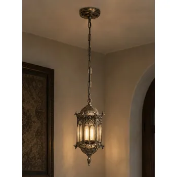 GLOBOSTAR® DARCY 00656 Vintage Κρεμαστό Φωτιστικό Οροφής με Ντουί 1 x E27 AC 220-240V IP20 - Μπρούτζινο - Μ15.5 x Π15.5 x Υ32.5cm