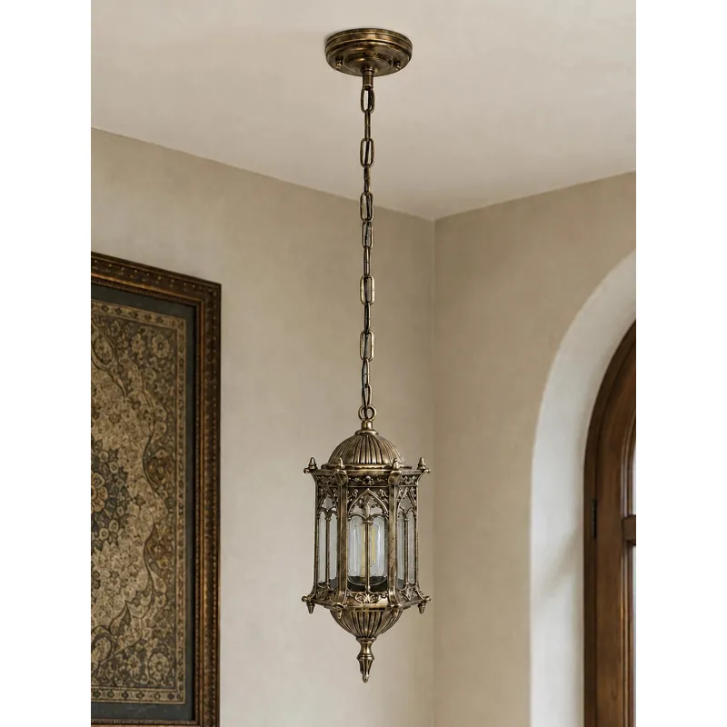 GLOBOSTAR® DARCY 00656 Vintage Κρεμαστό Φωτιστικό Οροφής με Ντουί 1 x E27 AC 220-240V IP20 - Μπρούτζινο - Μ15.5 x Π15.5 x Υ32.5cm