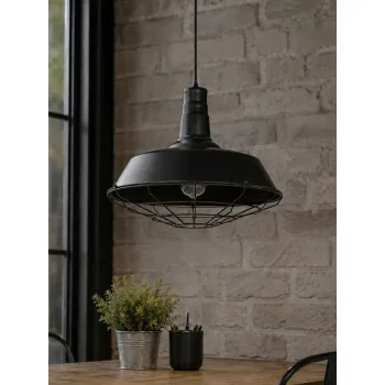 GLOBOSTAR® RAY 01048 Vintage Κρεμαστό Φωτιστικό Οροφής με Ντουί 1 x E27 AC 220-240V IP20 - Μαύρο - Μ46 x Π46 x Υ39cm