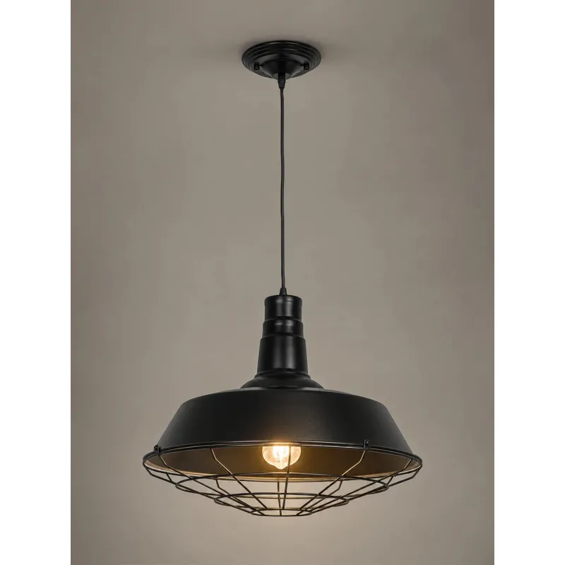GLOBOSTAR® RAY 01048 Vintage Κρεμαστό Φωτιστικό Οροφής με Ντουί 1 x E27 AC 220-240V IP20 - Μαύρο - Μ46 x Π46 x Υ39cm