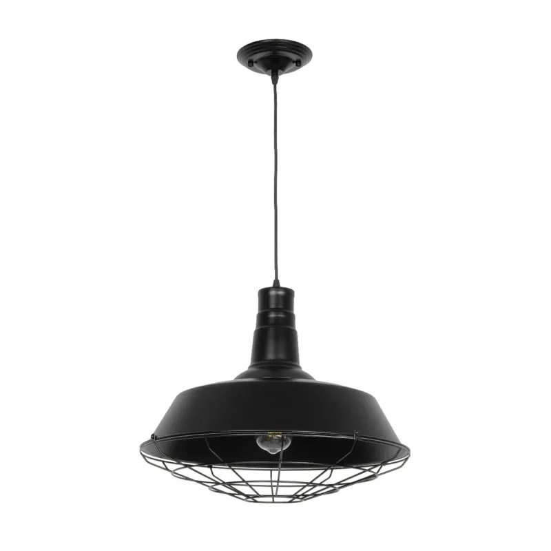 GLOBOSTAR® RAY 01048 Vintage Κρεμαστό Φωτιστικό Οροφής με Ντουί 1 x E27 AC 220-240V IP20 - Μαύρο - Μ46 x Π46 x Υ39cm