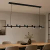GLOBOSTAR® ALFREDA 01242 Μοντέρνο Κρεμαστό Φωτιστικό Οροφής με Ντουί 10 x E27 AC 220-240V IP20 - Μαύρο - Μ140 x Π18 x Υ7cm