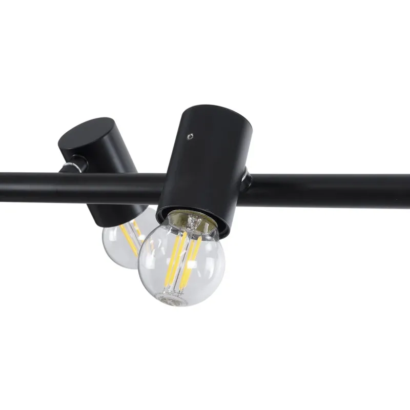 GLOBOSTAR® ALFREDA 01242 Μοντέρνο Κρεμαστό Φωτιστικό Οροφής με Ντουί 10 x E27 AC 220-240V IP20 - Μαύρο - Μ140 x Π18 x Υ7cm