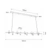GLOBOSTAR® ALFREDA 01242 Μοντέρνο Κρεμαστό Φωτιστικό Οροφής με Ντουί 10 x E27 AC 220-240V IP20 - Μαύρο - Μ140 x Π18 x Υ7cm