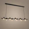GLOBOSTAR® ALFREDA 01242 Μοντέρνο Κρεμαστό Φωτιστικό Οροφής με Ντουί 10 x E27 AC 220-240V IP20 - Μαύρο - Μ140 x Π18 x Υ7cm