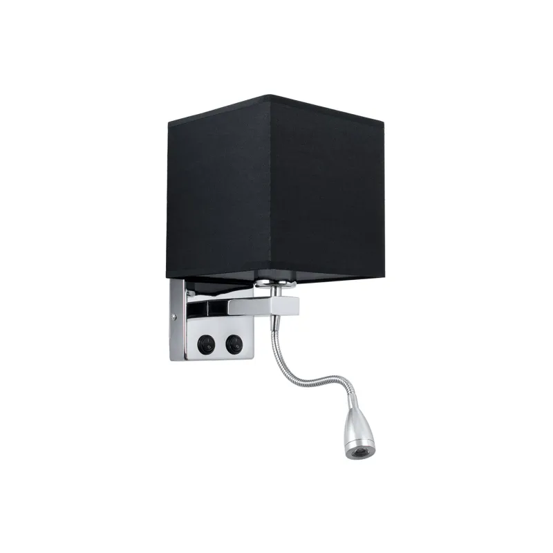 GLOBOSTAR® ELEGANT 01494 Μοντέρνο Φωτιστικό Τοίχου - Απλίκα Ξενοδοχείου Reading Light με Ντουί 1 x E27 LED 3W 270lm 36° AC 220-240V IP20 Θερμό Λευκό 2700K - CREE XPE Chip - Ασημί & Μαύρο - Μ17 x Π21 x Υ43cm - 2 Χρόνια Εγγύηση