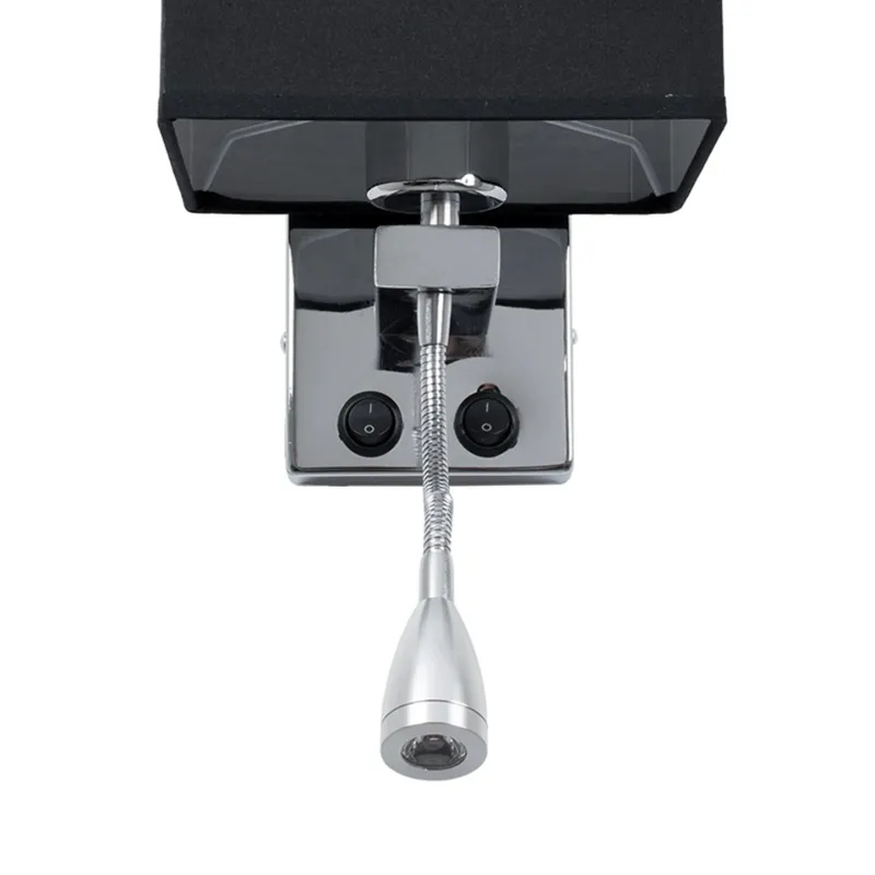 GLOBOSTAR® ELEGANT 01494 Μοντέρνο Φωτιστικό Τοίχου - Απλίκα Ξενοδοχείου Reading Light με Ντουί 1 x E27 LED 3W 270lm 36° AC 220-240V IP20 Θερμό Λευκό 2700K - CREE XPE Chip - Ασημί & Μαύρο - Μ17 x Π21 x Υ43cm - 2 Χρόνια Εγγύηση