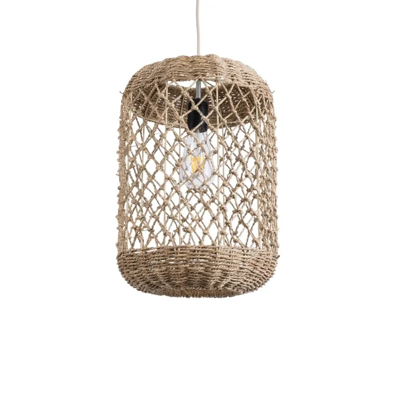 GLOBOSTAR® ECUADOR 02117 Boho Κρεμαστό Φωτιστικό Οροφής με Ντουί 1 x E27 AC 220-240V IP20 - Μπεζ - Μ28 x Π28 x Υ40cm
