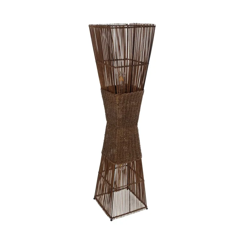 GLOBOSTAR® PALMA 02275 Boho Επιδαπέδιο Φωτιστικό με Ντουί 2 x E27 AC 220-240V IP20 - Καφέ - Μ30 x Π30 x Υ130cm
