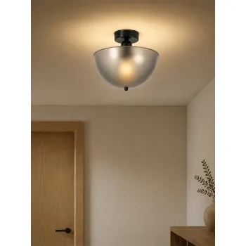 GLOBOSTAR® MEDUSA 203-0307 Μοντέρνο Φωτιστικό Οροφής με Ντουί 1 x E27 AC 220-240V IP20 - Γκρι Μαύρο - Μ25 x Π25 x 23cm