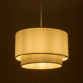 GLOBOSTAR® BASIL 204-0197 Μοντέρνο Κρεμαστό Φωτιστικό Οροφής με Ντουί 1 x E27 AC 220-240V IP20 - Μπεζ & Χρυσό - Μ30 x Π30 x Υ20cm