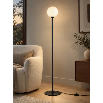 GLOBOSTAR® GLOBART 204-0198 Μοντέρνο Επιδαπέδιο Φωτιστικό με Ντουί 1 x E27 AC 220-240V IP20 -Μαύρο & Λευκό - Μ25 x Π25 x Υ135cm