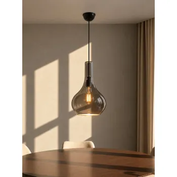 GLOBOSTAR® ΤΟΝΕ 206-0044 Μοντέρνο Κρεμαστό Φωτιστικό Οροφής με Ντουί 1 x E27 AC 220-240V IP20 - Διάφανο  - Μ20 x Π20 x Υ36cm