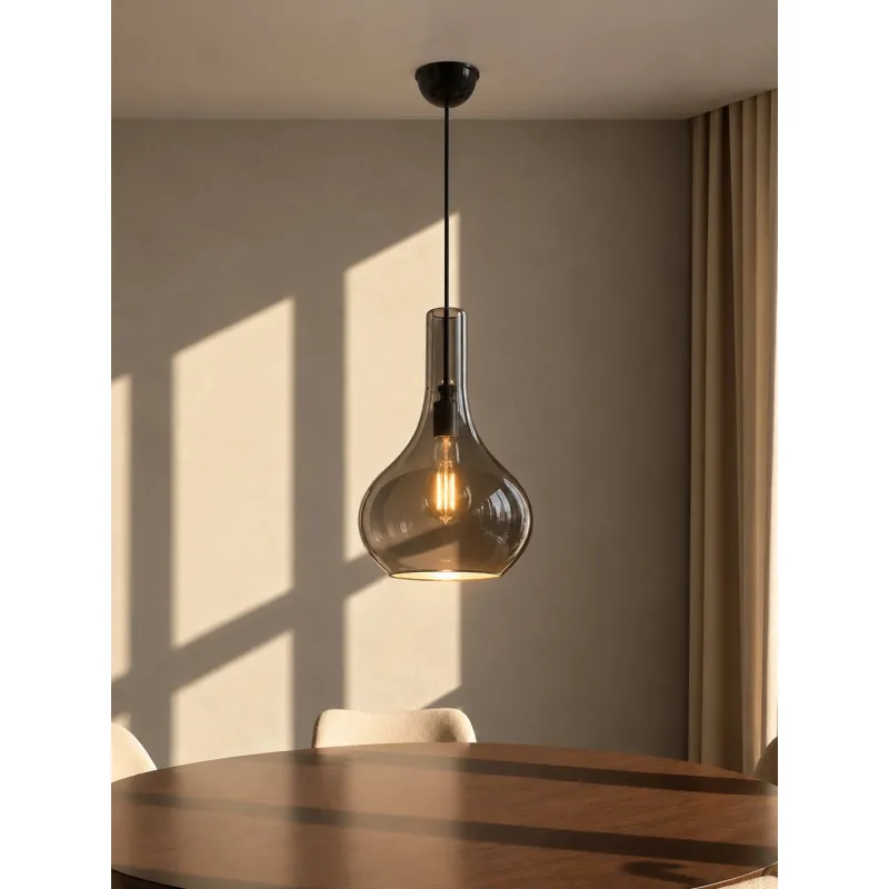 GLOBOSTAR® ΤΟΝΕ 206-0044 Μοντέρνο Κρεμαστό Φωτιστικό Οροφής με Ντουί 1 x E27 AC 220-240V IP20 - Διάφανο  - Μ20 x Π20 x Υ36cm