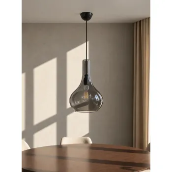 GLOBOSTAR® ΤΟΝΕ 206-0044 Μοντέρνο Κρεμαστό Φωτιστικό Οροφής με Ντουί 1 x E27 AC 220-240V IP20 - Διάφανο  - Μ20 x Π20 x Υ36cm
