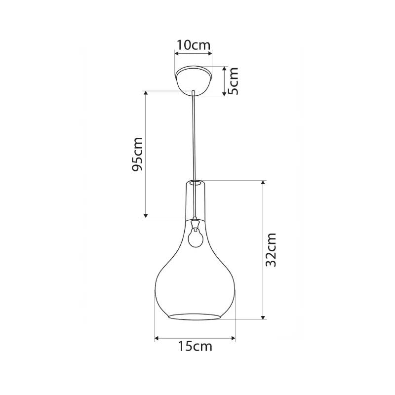 GLOBOSTAR® ΤΟΝΕ 206-0044 Μοντέρνο Κρεμαστό Φωτιστικό Οροφής με Ντουί 1 x E27 AC 220-240V IP20 - Διάφανο  - Μ20 x Π20 x Υ36cm