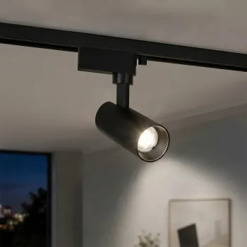 GLOBOSTAR® LUGANO 60804 Μονοφασικό Σποτ Ράγας LED 10W 1250lm 36° AC 220-240V IP20 Φυσικό Λευκό 4500K - Bridgelux COB Chip & TÜV SÜD Driver - Eurotrack 1PH - Μαύρο Ματ - Μ8.5 x Π5 x Υ18cm - 5 Χρόνια Εγγύηση