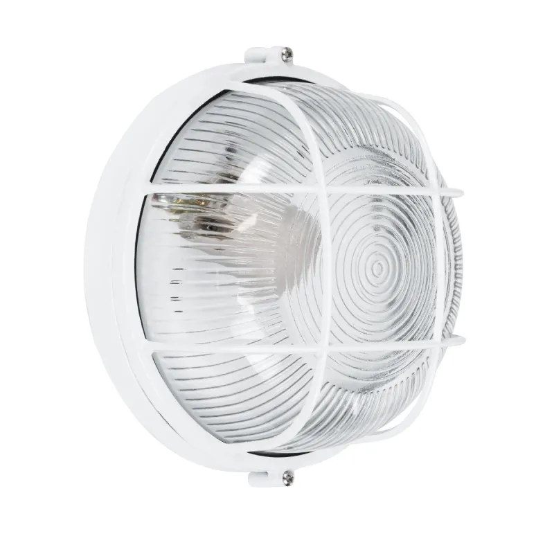 GLOBOSTAR® BOATLIGHT 61585 Vintage Φωτιστικό Καραβοχελώνα Τοίχου & Οροφής με Ντουί 1 x E27 AC 220-240V Αδιάβροχο IP65 - Λευκό Ματ - Μ17.5 x Π17.5 x Υ9cm