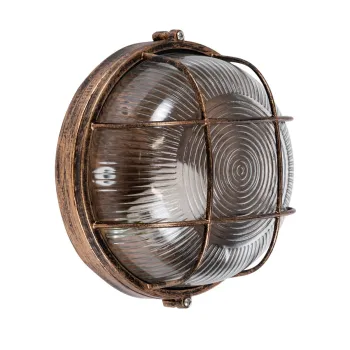 GLOBOSTAR® BOATLIGHT 61587 Vintage Φωτιστικό Καραβοχελώνα Τοίχου & Οροφής με Ντουί 1 x E27 AC 220-240V Αδιάβροχο IP65 - Χάλκινο Εφέ Σκουριάς Ματ - Μ17.5 x Π17.5 x Υ9cm