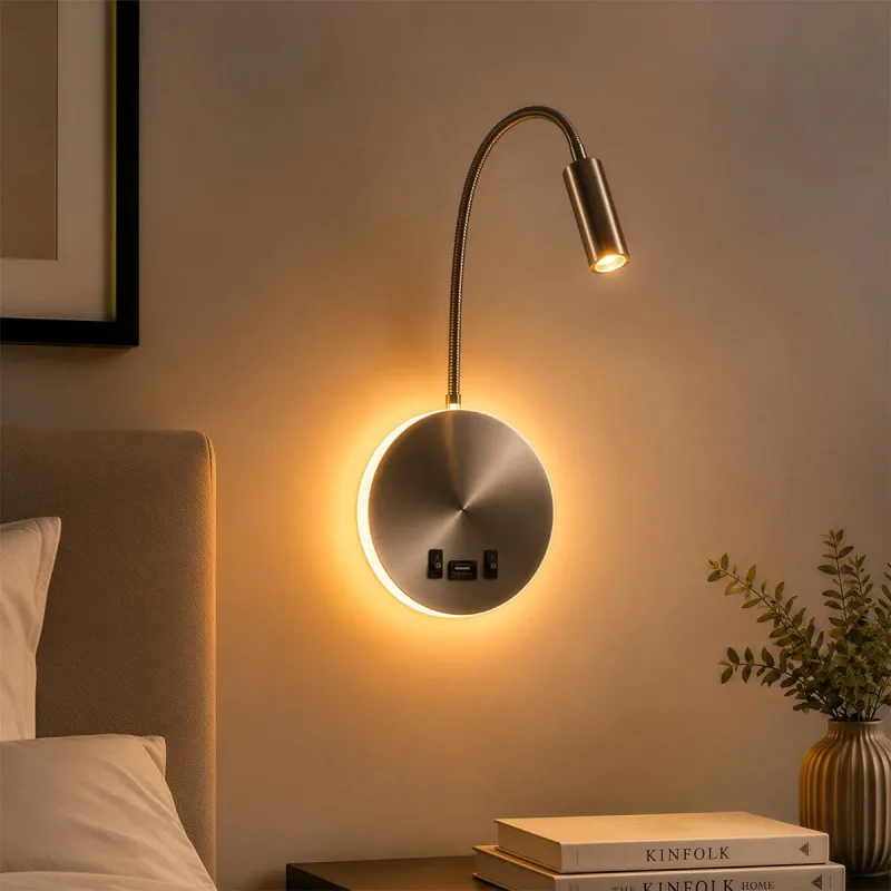 GLOBOSTAR® GOOSE 61696 Μοντέρνο Φωτιστικό Τοίχου - Απλίκα Ξενοδοχείου Reading Light με Φορτιστή USB 3A LED 6W 540lm 36° & 360° AC 220-240V IP20 Θερμό Λευκό 2700K - CREE XPE & Lumileds SMD Chip - Νίκελ Βούρτσας - Μ15.5 x Π15 x Υ30.5cm - 3 Χρόνια Εγ GLOBOSTAR® GOOSE 61696 Μοντέρνο Φωτιστικό Τοίχου - Απλίκα Ξενοδοχείου Reading Light με Φορτιστή USB 3A LED 6W 540lm 36° & 360° AC 220-240V IP20 Θερμό Λευκό 2700K - CREE XPE & Lumileds SMD Chip - Νίκελ Βούρτσας - Μ15.5 x Π15 x Υ30.5cm - 3 Χρόνια Εγ