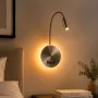 GLOBOSTAR® GOOSE 61696 Μοντέρνο Φωτιστικό Τοίχου - Απλίκα Ξενοδοχείου Reading Light με Φορτιστή USB 3A LED 6W 540lm 36° & 360° AC 220-240V IP20 Θερμό Λευκό 2700K - CREE XPE & Lumileds SMD Chip - Νίκελ Βούρτσας - Μ15.5 x Π15 x Υ30.5cm - 3 Χρόνια Εγ