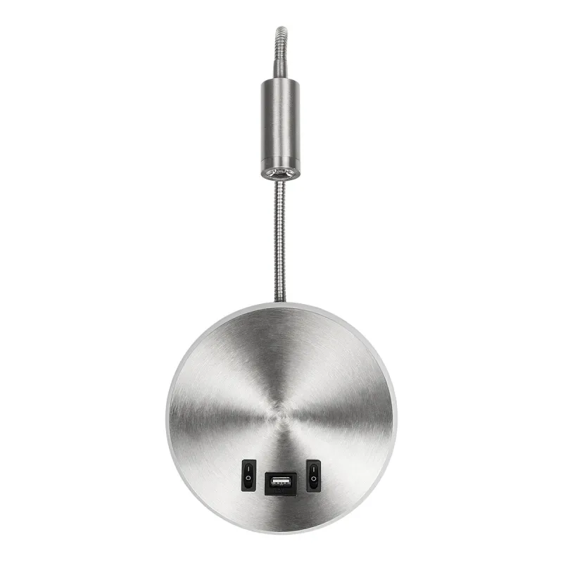 GLOBOSTAR® GOOSE 61696 Μοντέρνο Φωτιστικό Τοίχου - Απλίκα Ξενοδοχείου Reading Light με Φορτιστή USB 3A LED 6W 540lm 36° & 360° AC 220-240V IP20 Θερμό Λευκό 2700K - CREE XPE & Lumileds SMD Chip - Νίκελ Βούρτσας - Μ15.5 x Π15 x Υ30.5cm - 3 Χρόνια Εγ GLOBOSTAR® GOOSE 61696 Μοντέρνο Φωτιστικό Τοίχου - Απλίκα Ξενοδοχείου Reading Light με Φορτιστή USB 3A LED 6W 540lm 36° & 360° AC 220-240V IP20 Θερμό Λευκό 2700K - CREE XPE & Lumileds SMD Chip - Νίκελ Βούρτσας - Μ15.5 x Π15 x Υ30.5cm - 3 Χρόνια Εγ