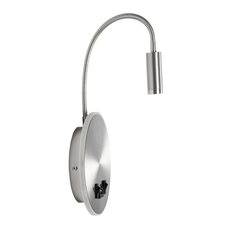 GLOBOSTAR® GOOSE 61696 Μοντέρνο Φωτιστικό Τοίχου - Απλίκα Ξενοδοχείου Reading Light με Φορτιστή USB 3A LED 6W 540lm 36° & 360° AC 220-240V IP20 Θερμό Λευκό 2700K - CREE XPE & Lumileds SMD Chip - Νίκελ Βούρτσας - Μ15.5 x Π15 x Υ30.5cm - 3 Χρόνια Εγ GLOBOSTAR® GOOSE 61696 Μοντέρνο Φωτιστικό Τοίχου - Απλίκα Ξενοδοχείου Reading Light με Φορτιστή USB 3A LED 6W 540lm 36° & 360° AC 220-240V IP20 Θερμό Λευκό 2700K - CREE XPE & Lumileds SMD Chip - Νίκελ Βούρτσας - Μ15.5 x Π15 x Υ30.5cm - 3 Χρόνια Εγ