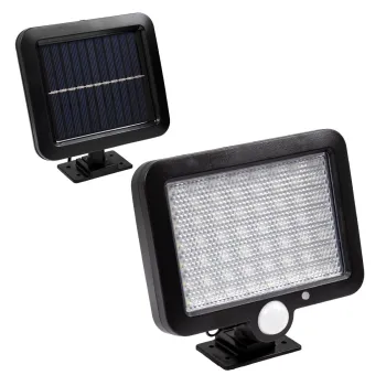 GLOBOSTAR® ZETA 71458 Προβολέας με Ανιχνευτή PIR / Αισθητήρα Κίνησης LED 10W 400lm 120° DC 5V με Φωτοβολταϊκό Panel 5V 1W & Επαναφορτιζόμενη Μπαταρία Li-ion 3.2V 2400mAh Αδιάβροχο IP65 Ψυχρό Λευκό 6000K - Sanan SMD Chip - Μαύρο - Μ15 x Π3.5 x Υ13cm - 