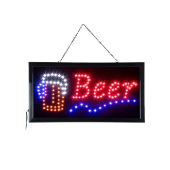 GloboStar® 75688 Φωτιστικό Ταμπέλα Φωτεινή Επιγραφή LED Σήμανσης BEER 5W AC 230V με Διακόπτη On/Off Κόκκινο - Μπλε - Πορτοκαλί