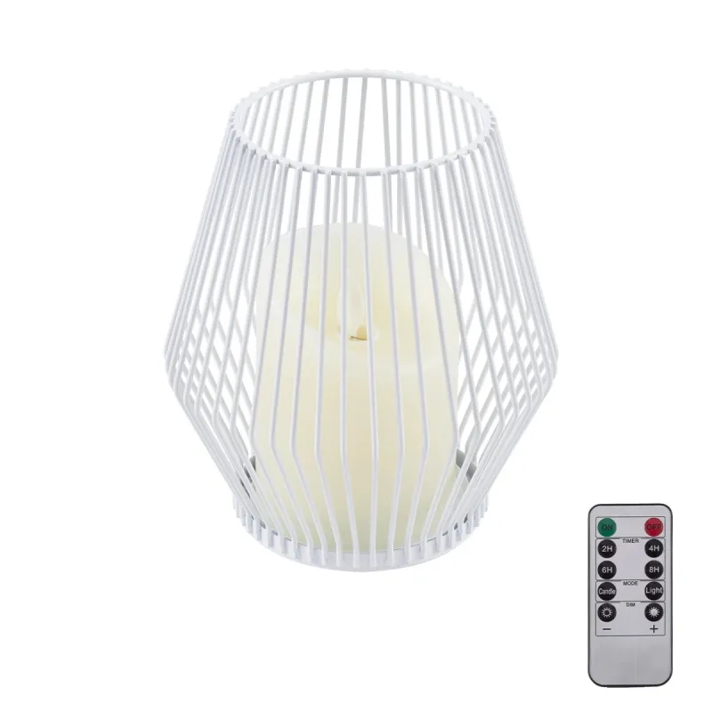 GloboStar® CANDLE 76488 Διακοσμητικό Realistic Κερί με LED Εφέ Κινούμενης Φλόγας - Μπαταρίας 2 x AA (Δεν Συμπεριλαμβάνονται) & Ασύρματο Χειριστήριο IR Θερμό Λευκό 2700K Dimmable Λευκό Φ14 x Υ16cm