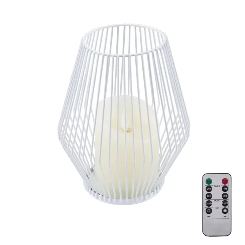 GloboStar® CANDLE 76489 Διακοσμητικό Realistic Κερί με LED Εφέ Κινούμενης Φλόγας - Μπαταρίας 2 x AA (Δεν Συμπεριλαμβάνονται) & Ασύρματο Χειριστήριο IR Θερμό Λευκό 2700K Dimmable Λευκό Φ16 x Υ18cm