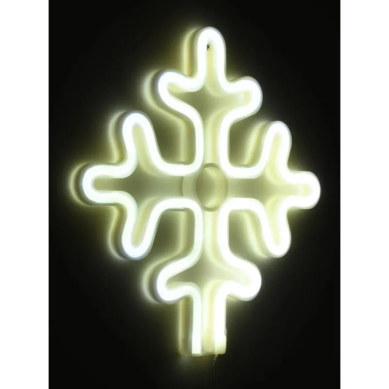 GloboStar® 78581 Φωτιστικό Ταμπέλα Φωτεινή Επιγραφή NEON LED Σήμανσης SNOWFLAKE 5W με Καλώδιο Τροφοδοσίας USB - Μπαταρίας 3xAAA (Δεν Περιλαμβάνονται) - Ψυχρό Λευκό 6000K
