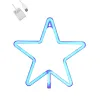 GloboStar® 78583 Φωτιστικό Ταμπέλα Φωτεινή Επιγραφή NEON LED Σήμανσης STAR 5W με Καλώδιο Τροφοδοσίας USB - Μπαταρίας 3xAAA (Δεν Περιλαμβάνονται) - Γαλάζιο