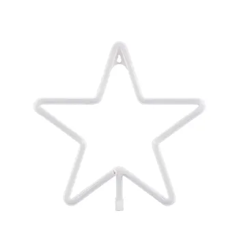GloboStar® 78585 Φωτιστικό Ταμπέλα Φωτεινή Επιγραφή NEON LED Σήμανσης STAR 5W με Καλώδιο Τροφοδοσίας USB - Μπαταρίας 3xAAA (Δεν Περιλαμβάνονται) - Θερμό Λευκό 2700K