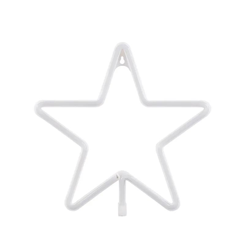 GloboStar® 78585 Φωτιστικό Ταμπέλα Φωτεινή Επιγραφή NEON LED Σήμανσης STAR 5W με Καλώδιο Τροφοδοσίας USB - Μπαταρίας 3xAAA (Δεν Περιλαμβάνονται) - Θερμό Λευκό 2700K