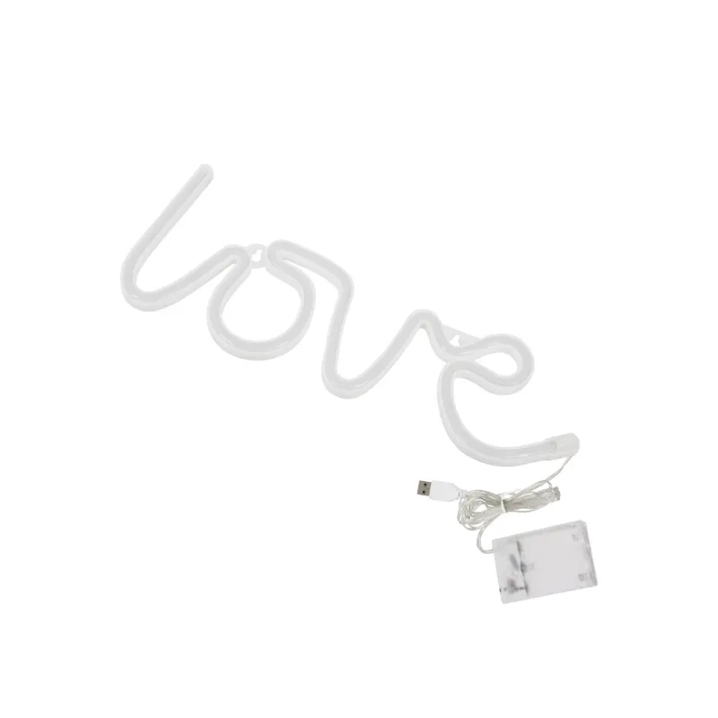GloboStar® 78587 Φωτιστικό Ταμπέλα Φωτεινή Επιγραφή NEON LED Σήμανσης LOVE 5W με Καλώδιο Τροφοδοσίας USB - Μπαταρίας 3xAAA (Δεν Περιλαμβάνονται) - Κόκκινο