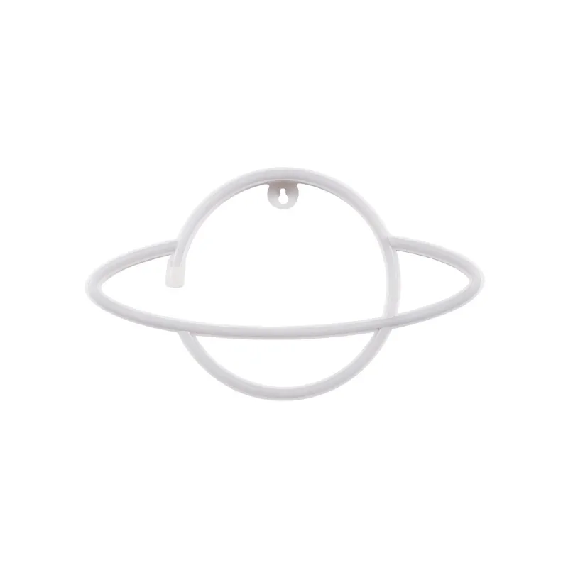 GloboStar® 78588 Φωτιστικό Ταμπέλα Φωτεινή Επιγραφή NEON LED Σήμανσης PLANET SATURN 5W με Καλώδιο Τροφοδοσίας USB - Μπαταρίας 3xAAA (Δεν Περιλαμβάνονται) - Ροζ