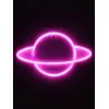 GloboStar® 78588 Φωτιστικό Ταμπέλα Φωτεινή Επιγραφή NEON LED Σήμανσης PLANET SATURN 5W με Καλώδιο Τροφοδοσίας USB - Μπαταρίας 3xAAA (Δεν Περιλαμβάνονται) - Ροζ