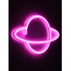 GloboStar® 78588 Φωτιστικό Ταμπέλα Φωτεινή Επιγραφή NEON LED Σήμανσης PLANET SATURN 5W με Καλώδιο Τροφοδοσίας USB - Μπαταρίας 3xAAA (Δεν Περιλαμβάνονται) - Ροζ