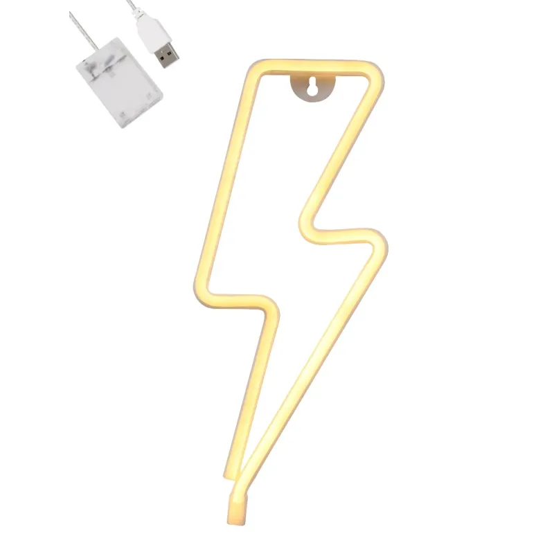 GloboStar® 78590 Φωτιστικό Ταμπέλα Φωτεινή Επιγραφή NEON LED Σήμανσης LIGHT STRIKE 5W με Καλώδιο Τροφοδοσίας USB - Μπαταρίας 3xAAA (Δεν Περιλαμβάνονται) - Θερμό Λευκό 2700K